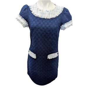 STS Sail To Sable Navy Blue Tweed Dress Womens Size 8